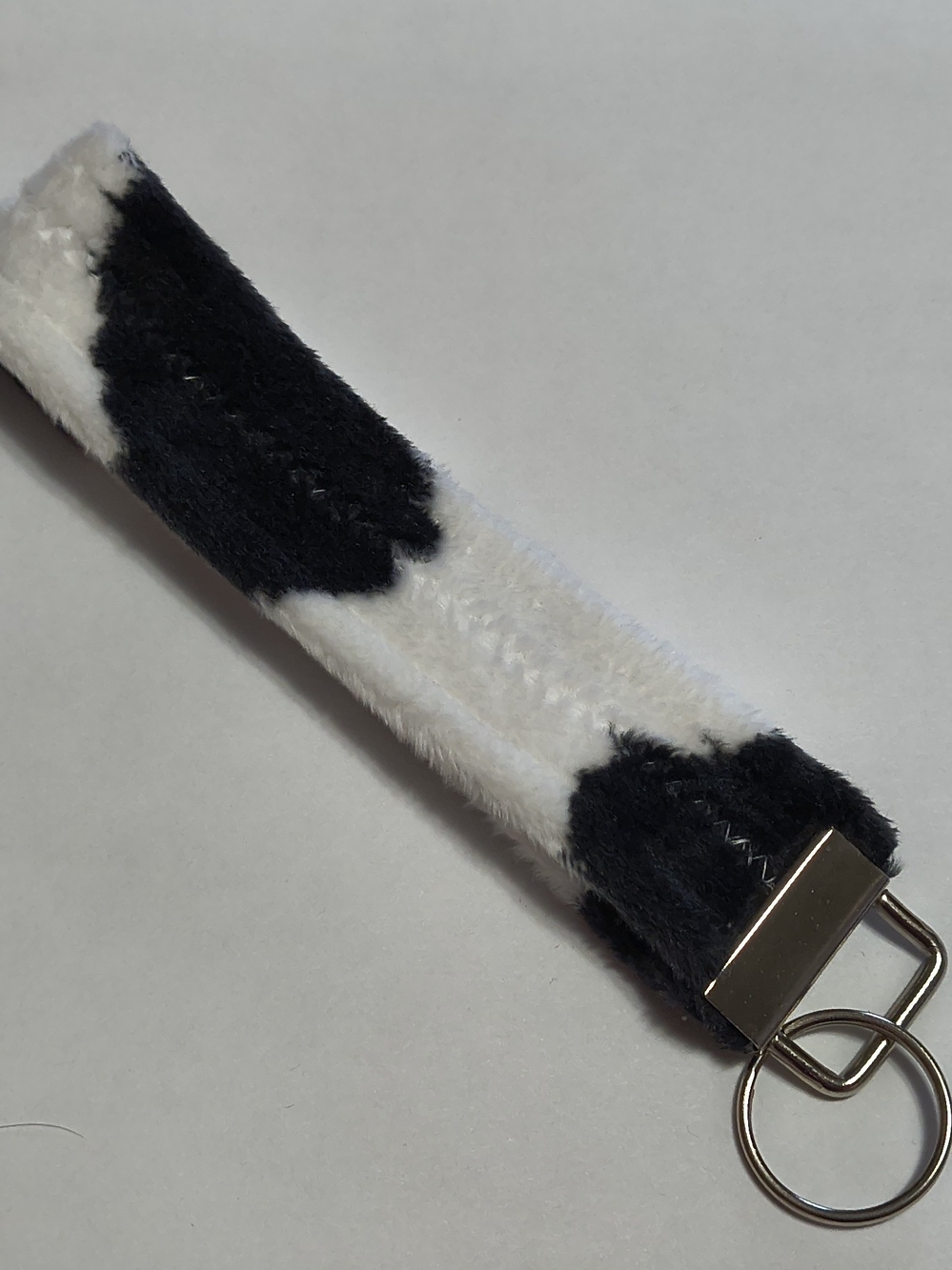 Faux Fur Black & White Wristlet Keychain